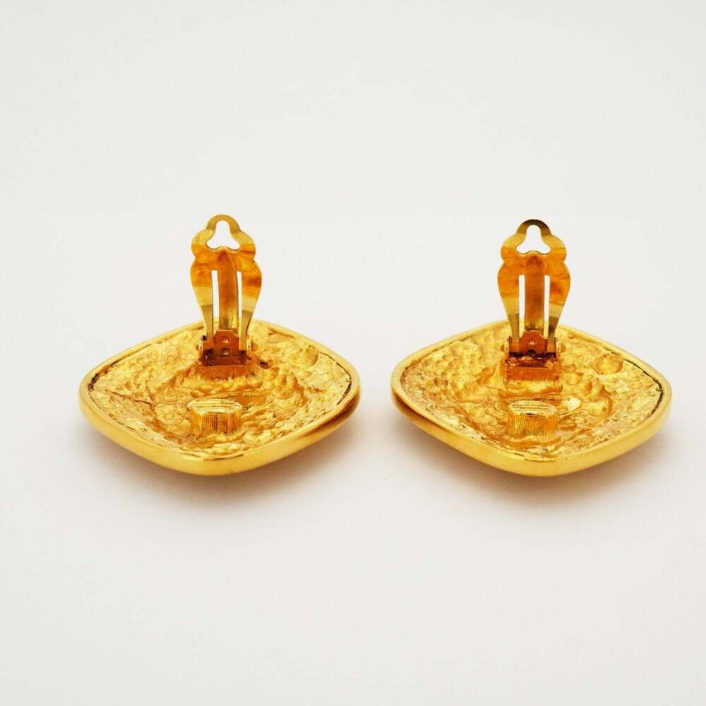 CHANEL Gold Diamond Logo Earrings - Picture 6 of 6